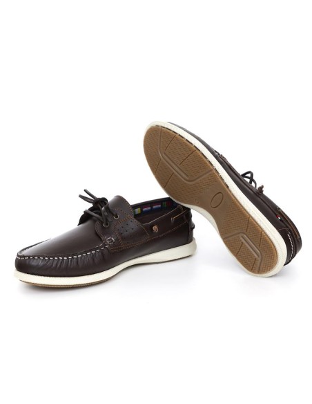 Brown leather boat shoe
