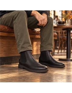 bottines chelsea de peau le noir GERA-NEGRO