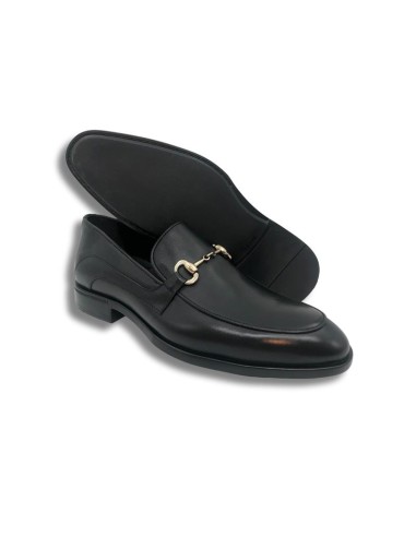 Black leather moccasin