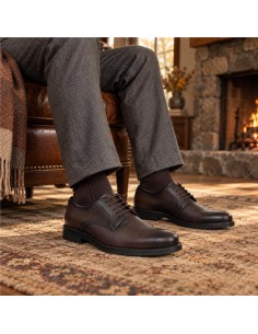 Brown leather derby