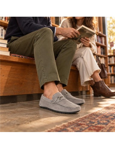 Grey suede moccasin