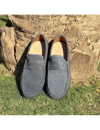Mocasín de ante con antifaz color azul