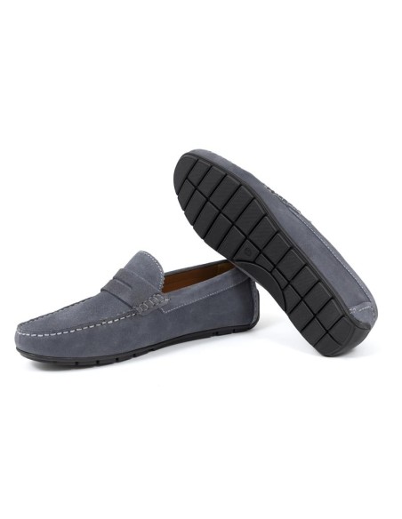 Mocasín de ante con antifaz color azul