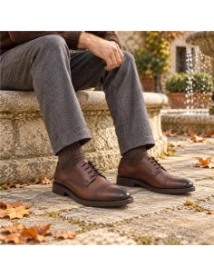 Brown leather derby