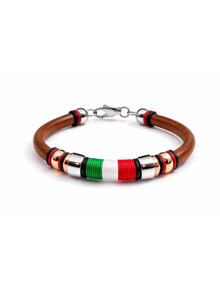 Brazalete de cuero acabado a mano color cuero