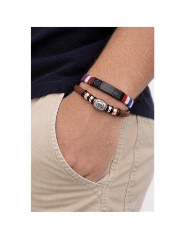 Brazalete de caucho acabado a mano color negro