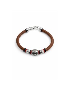 Brazalete de cuero acabado a mano color marrón 2
