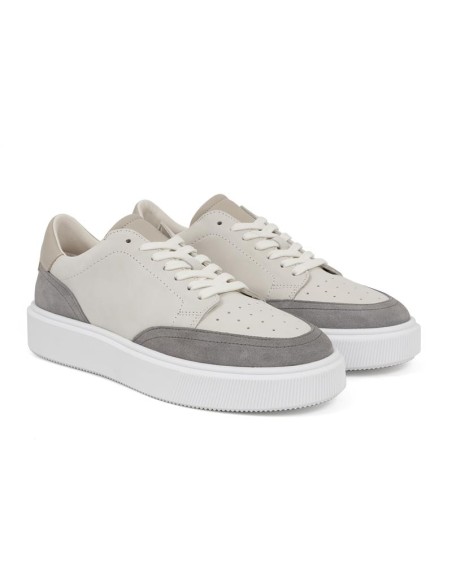 Sneakers de piel combinado con ante color blanco
