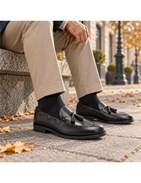 Mocassin de peau le noir KUROR-BLACK