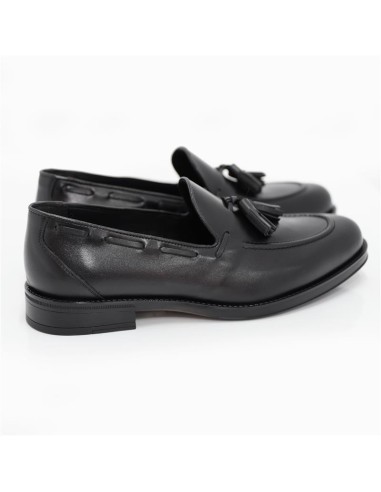 Black leather moccasin
