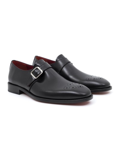 Black leather monkstrap