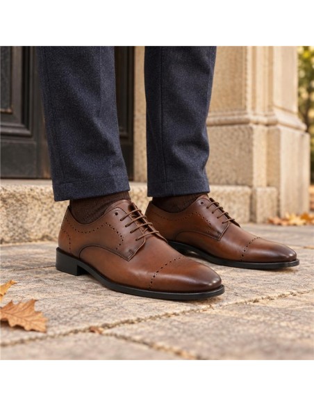 Derby de piel liso color cuero