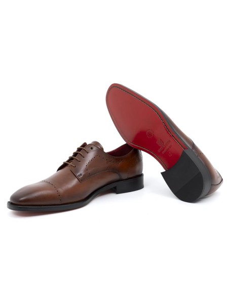 Derby de piel liso color cuero
