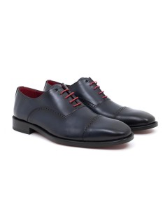 Oxford de piel tintado a mano color azul 2