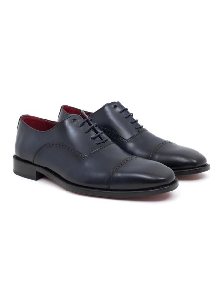 Oxford de piel tintado a mano color azul
