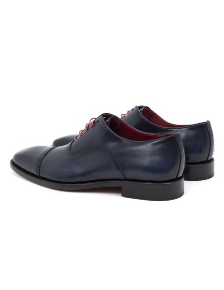 Oxford de piel tintado a mano color azul