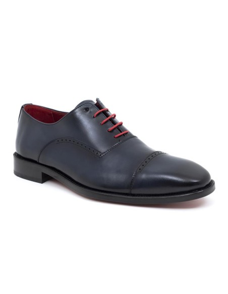 Oxford de piel tintado a mano color azul