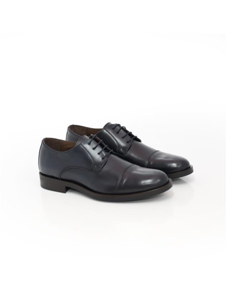 Derby de piel con costura color azul