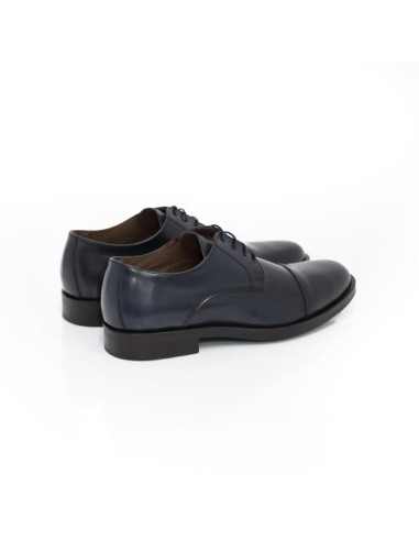 Derby de piel con costura color azul