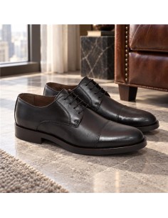 Derby de piel con costura color negro