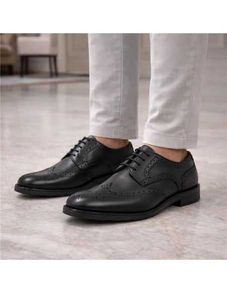 Black leather derby