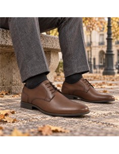 Derby de piel liso color cuero