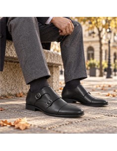 chaussure avec boucle de peau le noir MILAMON-NEGRO