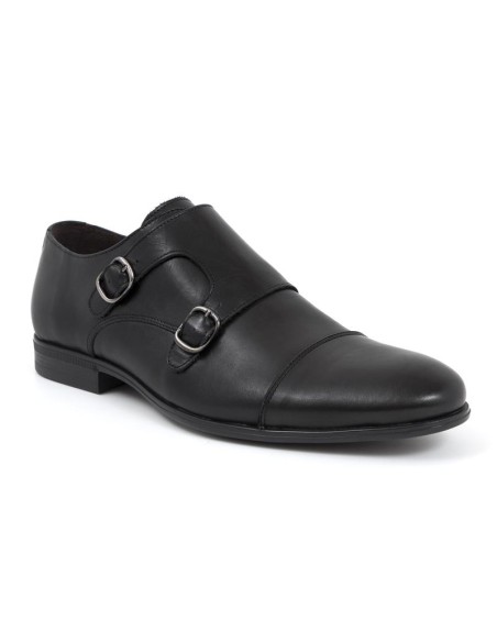 Zapato con hebilla de piel con dos  hebillas color negro