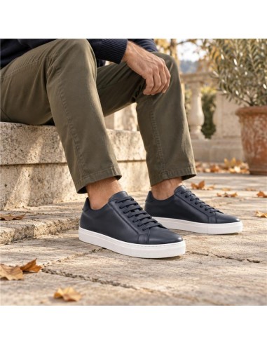 baskets de peau bleu MILBET-MARINO