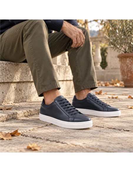 Blue leather sneakers