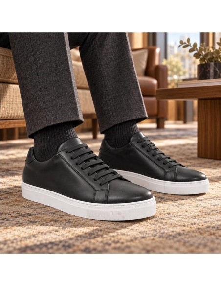 Black leather sneakers