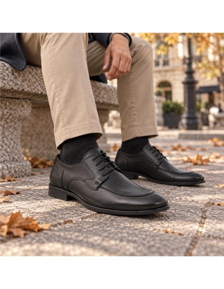 Black leather derby
