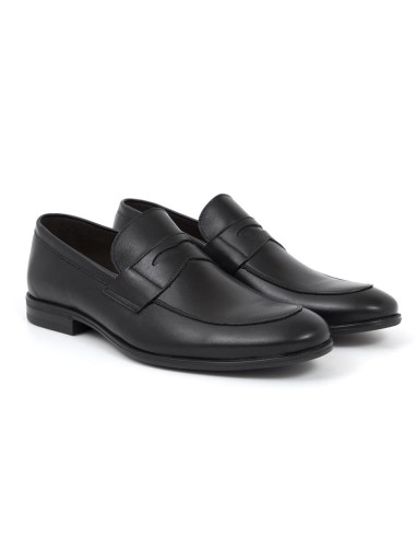 Black leather moccasin