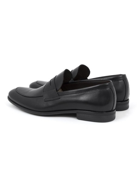 Black leather moccasin