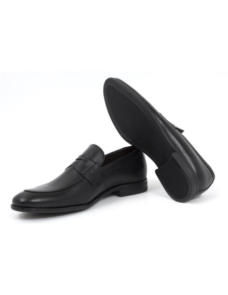 Black leather moccasin