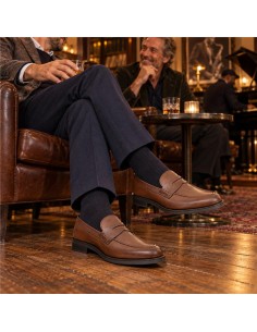 Mocassin de peau marron MIMOC-CUERO