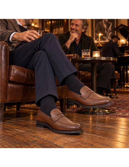 Brown leather moccasin