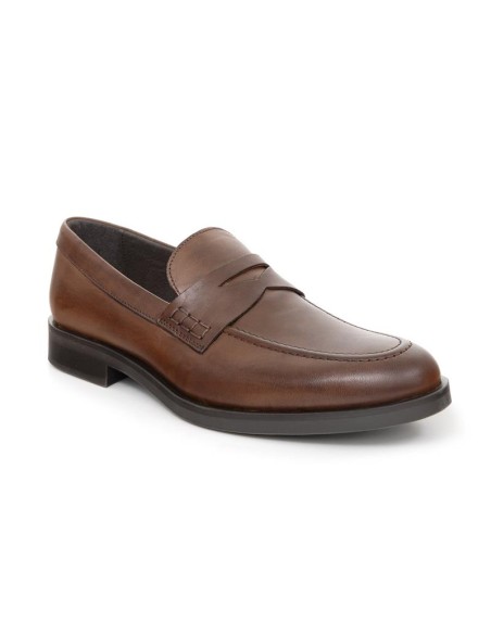 Brown leather moccasin
