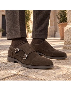 chaussure avec boucle suède marron MIMONK-BROWN