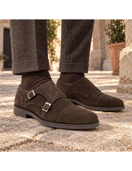 chaussure avec boucle suède marron MIMONK-BROWN