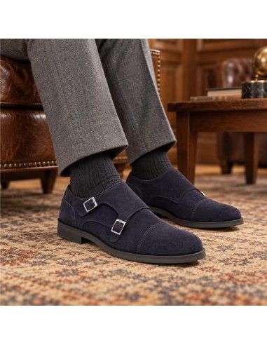 chaussure avec boucle suède bleu MIMONK-NAVY