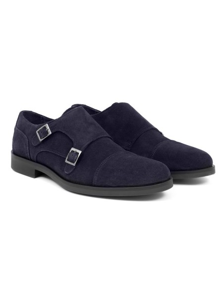 chaussure avec boucle suède bleu MIMONK-NAVY