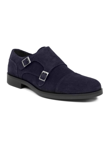 chaussure avec boucle suède bleu MIMONK-NAVY