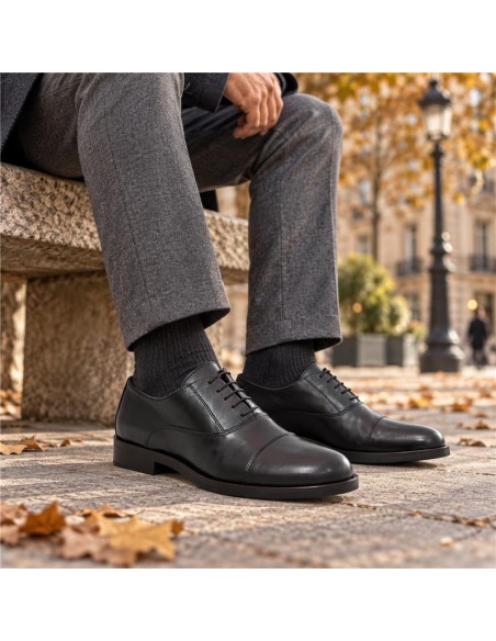 Oxford de piel de costura vuelta color negro