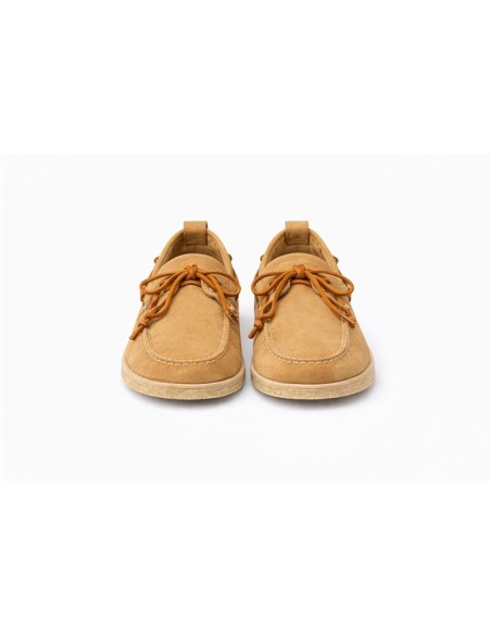 Beige nubuck boat shoe