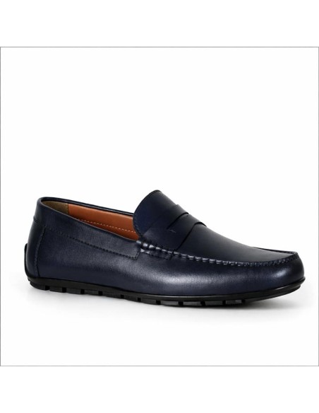Blue leather moccasin