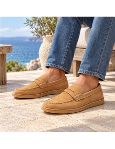 Beige suede moccasin
