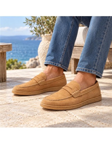 Mocasín de ante con antifaz color beige