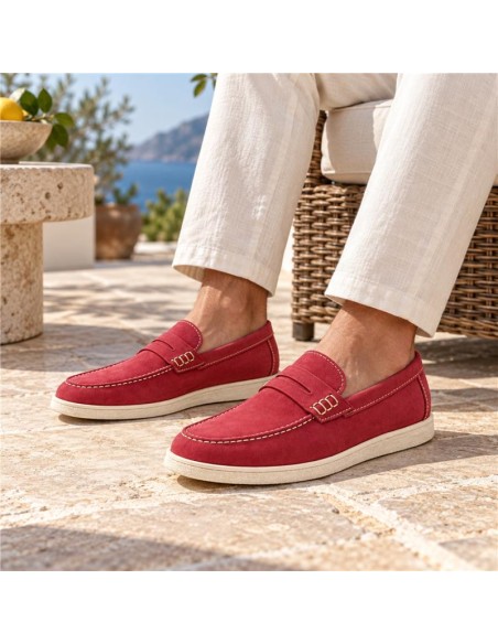 Burgundy suede moccasin