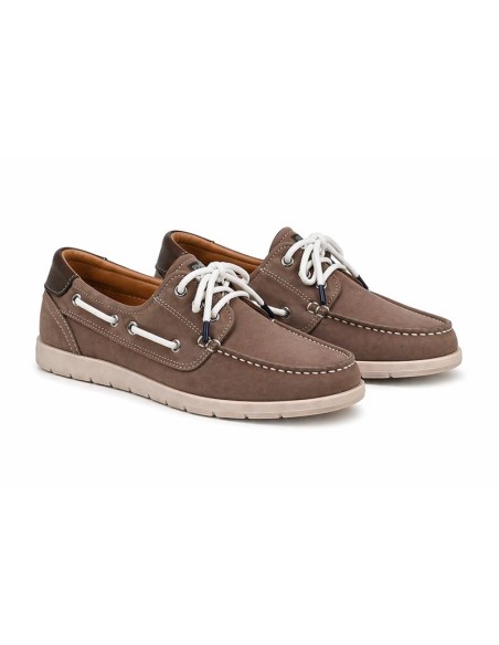 Náutico de nobuck con cordón de piel color beige